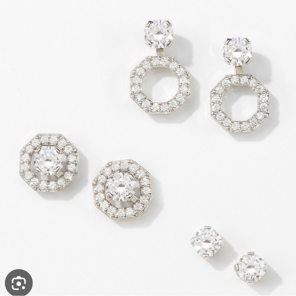 Sterling Silver Cubic Zirconia earrings - Wear 3 Ways
